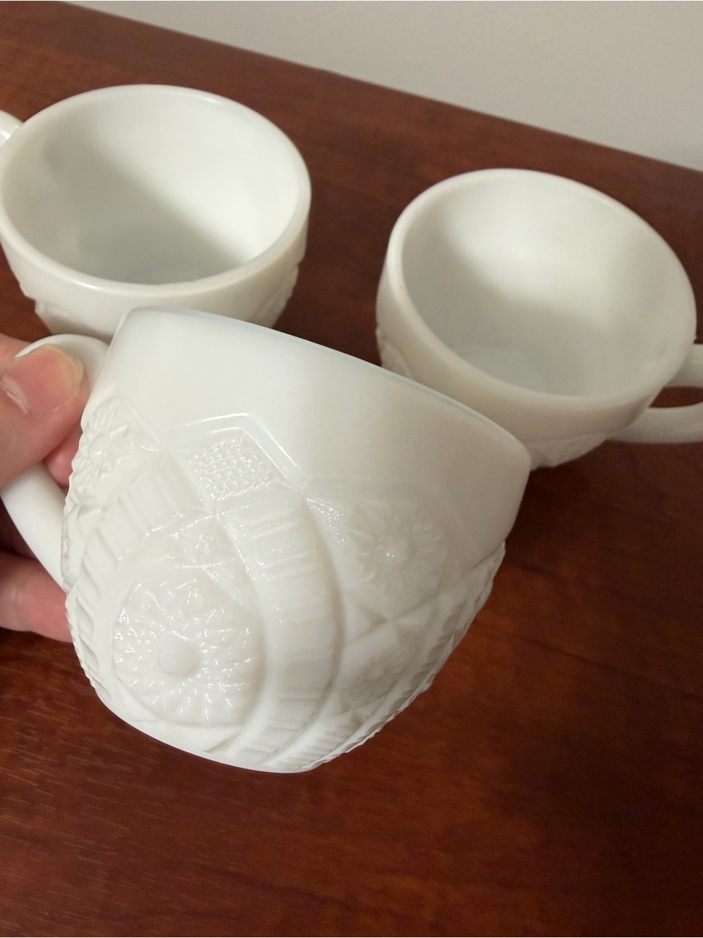 Set of 3 Milk Glass Punch Cups - Picture 6 of 9
